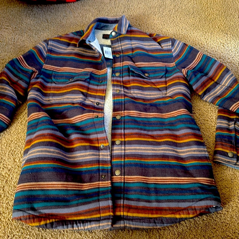 Pendleton Sherpa blanket stripe shirt jacket